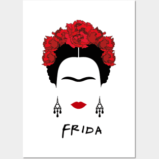 frida red flowers, Posters and Art